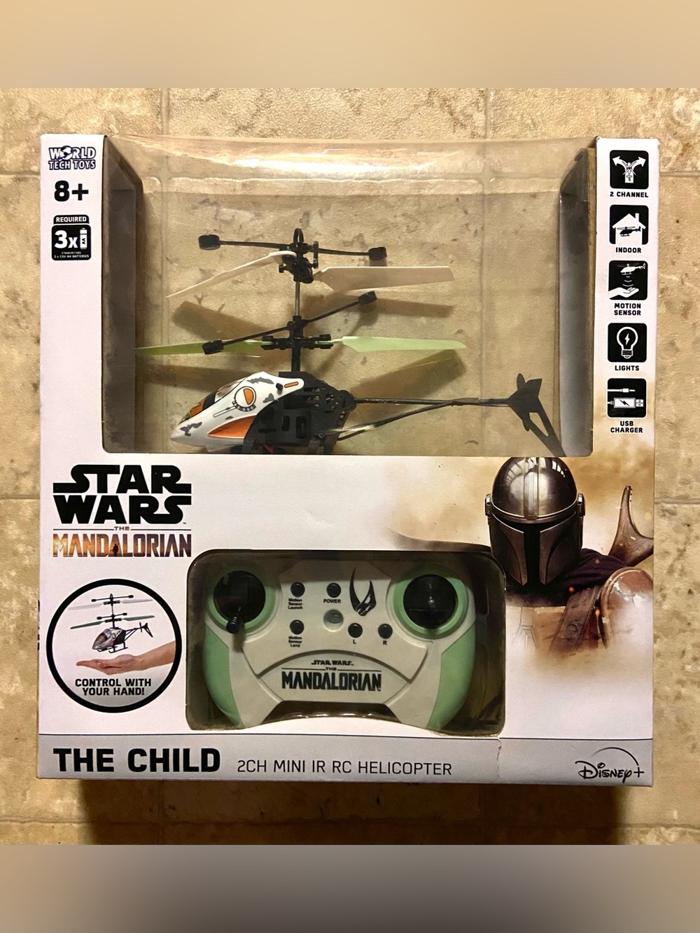 NIB Star Wars Mandalorian Green & White RC Helicopter Toy